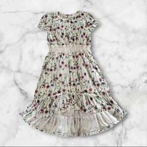 Floral Kids Dress - Cream with Pink and Green Accents Sz 10/12